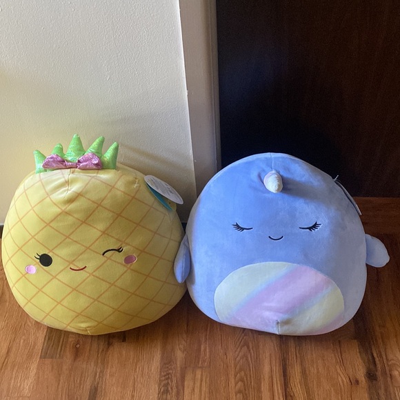 Squishmallow pineapple Maui and narwhal Naomi 2 stuffy bundle NEW NWT - Picture 2 of 5